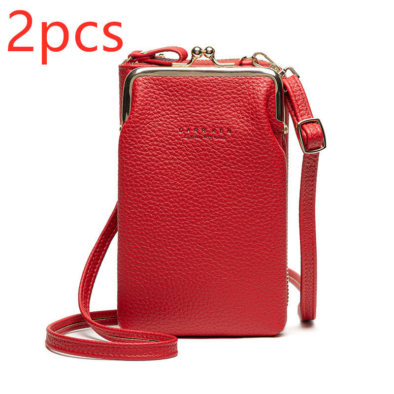 Fashion Lychee Pattern Solid Color Diagonal Shoulder Bag