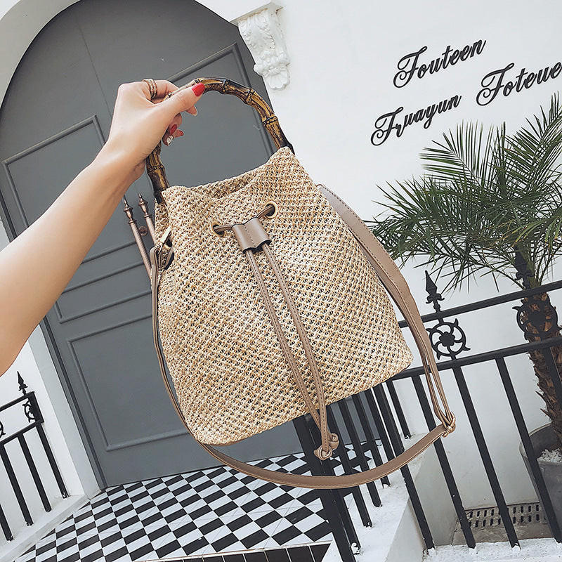 Bamboo bag bucket bag female bag