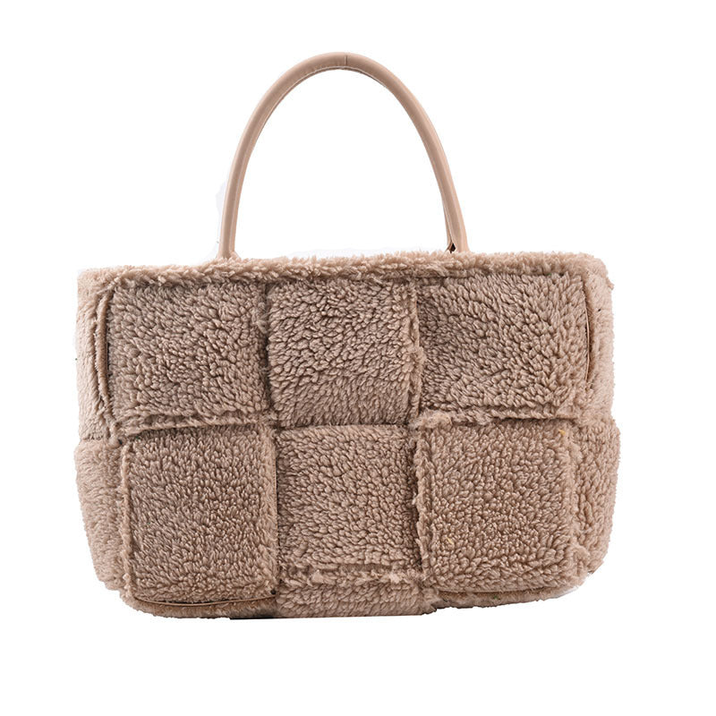 Plush Checkered Trend Personality Western Style Simple Female Bag