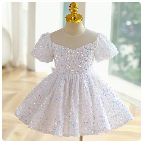 Sequined Children's Girl Princess Dress Birthday Full-year Baby Girl Catwalk Host Piano Performance Wear