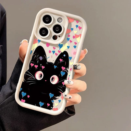 Love Little Black Cat Phone Case Frosted Soft Shell