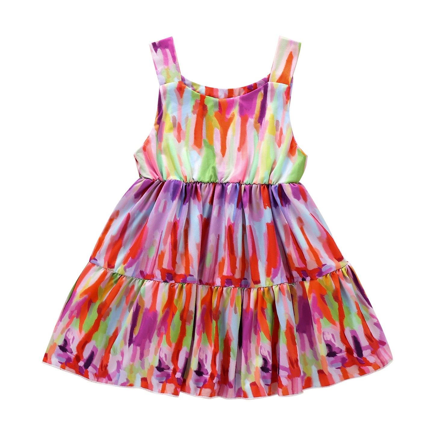 Children's Cross-Border Hot Selling Hot Style Girls 1-5 Tie-Dye Suspender Dress