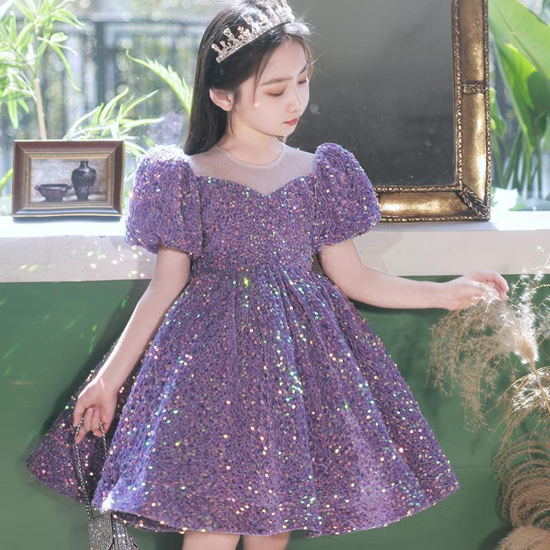 Sequined Children's Girl Princess Dress Birthday Full-year Baby Girl Catwalk Host Piano Performance Wear