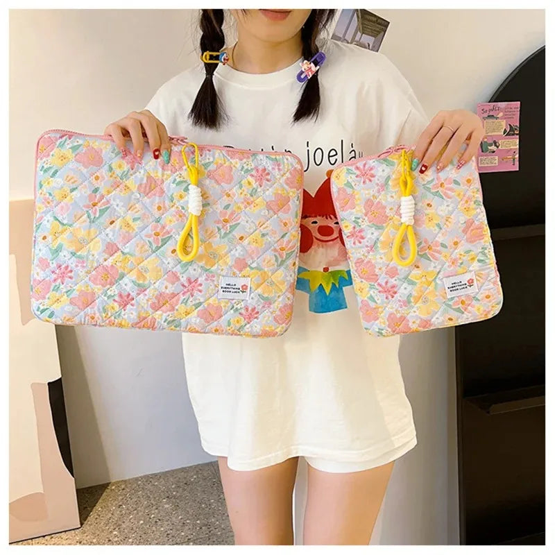 11 13 14 15 15.6 Inch Laptop Sleeve Cute Flower Laptop Carrying Case Bag Portable Table Cover Bags for Mi Mac Book HP ASUS