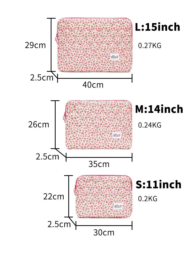 11 13 14 15 15.6 Inch Laptop Sleeve Cute Flower Laptop Carrying Case Bag Portable Table Cover Bags for Mi Mac Book HP ASUS