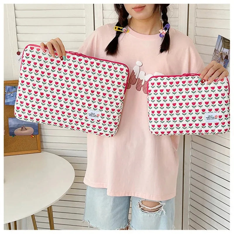 11 13 14 15 15.6 Inch Laptop Sleeve Cute Flower Laptop Carrying Case Bag Portable Table Cover Bags for Mi Mac Book HP ASUS