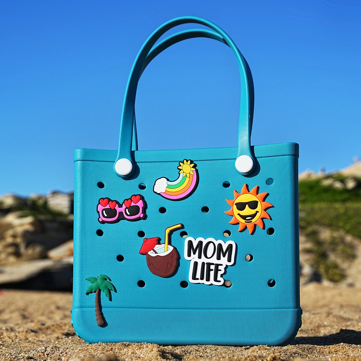 Solid Fashion Hole Durable Waterproof Beach Bag Fashion Rubber Handbag Beach Boat Swimming Sports Shopping Portable Eva Handbag