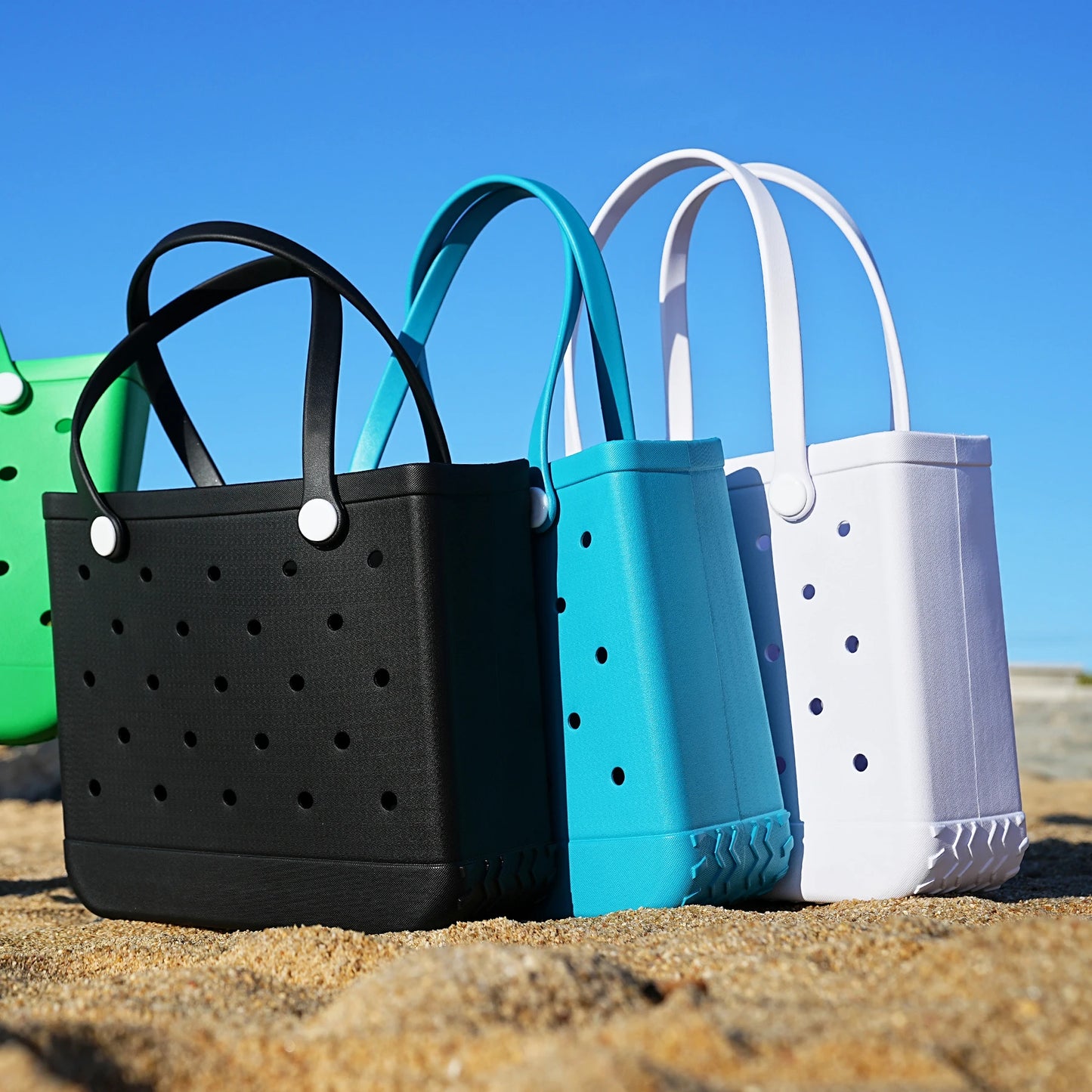 Solid Fashion Hole Durable Waterproof Beach Bag Fashion Rubber Handbag Beach Boat Swimming Sports Shopping Portable Eva Handbag